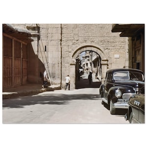 Stampa fotografica anni '40 Damasco Siria Straight Street, auto parcheggiate degli anni Quaranta, poster vintage da parete, arredamento per casa e ufficio, regalo per il patrimonio del Medio Oriente