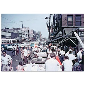 Photo Print 1950s Chicago Maxwell Street Market and West Market Street, Vintage Poster American City Life Wall Art Home Fifties Office Decor