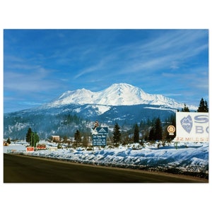 Photo Print 1960s Mount Shasta California, Highway Signs, Vintage Wall Art Home Decor Travel Poster Volcano Siskiyou County Sixties Gift