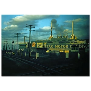 Photo Print 1950s Detroit Michigan, Sign Home of Cadillac Motor Car Division, Vintage Wall Art Decor Poster, Automotive Historical Gift Idea