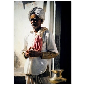 Photo Print 1970s Rajasthani Man with a Turban, Rajasthan, India, Vintage Poster Wall Art Home Office Decor Seventies Portrait Heritage Gift