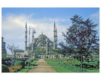 Photo Print 1970s Istanbul Turkey, Blue Mosque (Sultan Ahmed Mosque), Sultanahmet District, Wall Art Turkish Heritage Travel Decor Poster