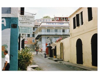 Photo Print 1950s Charlotte Amalie St. Thomas US Virgin Islands, French Shop, Womens League, Chamber of Commerce, Caribbean Street Poster