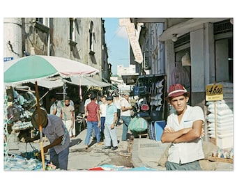 Photo Print 1960s Ouro Preto Brazil, Colorful Street Market, Vendors and Shoppers, Historic Minas Gerais Street Life, Wall Art Decor Poster