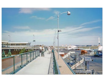 Impresión fotográfica del Aeropuerto Internacional de Los Ángeles (LAX) de la década de 1950, TWA Lockheed Constellation, Western Airlines, póster decorativo de aviación para pared.