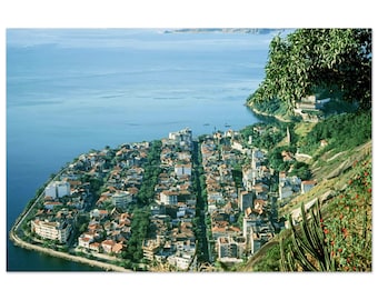 Photo Print 1970 Urca Rio de Janeiro Brazil, Guanabara Bay & São João Fortress from Sugarloaf Mountain, Vintage Brazilian Cityscape Poster