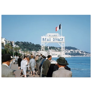 Impresión fotográfica de la década de 1950 en Francia, Place Beau Rivage, Niza, Costa Azul, arte de pared vintage, decoración del hogar, póster con una idea de regalo única de la herencia francesa de los años cincuenta