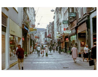 Photo Print 1970s Kalverstraat Amsterdam Netherlands, Dutch Shopping Street, Wienerwald Restaurant, Vintage Seventies Wall Art Decor Poster