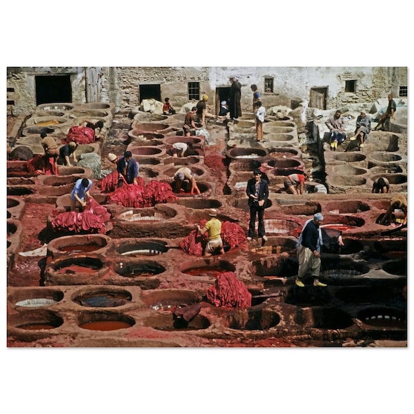 Photo Print 1970s Morocco Fez Tanneries Dye Vats, Traditional Heritage Artisans, Vintage Wall Art Decor Travel Seventies Photograph Poster