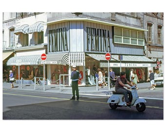 Photo Print 1970s Marseille France, Rue Saint Ferréol, FEMINA Store. French Street Scene, Wall Art Vintage Seventies Heritage Decor Poster