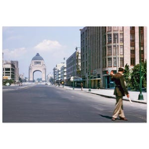 Photo Print 1950s Mexico City Empty Street, Monumento a la Revolución, Fifties Vintage Poster Heritage Wall Art Home Office Studio Decor