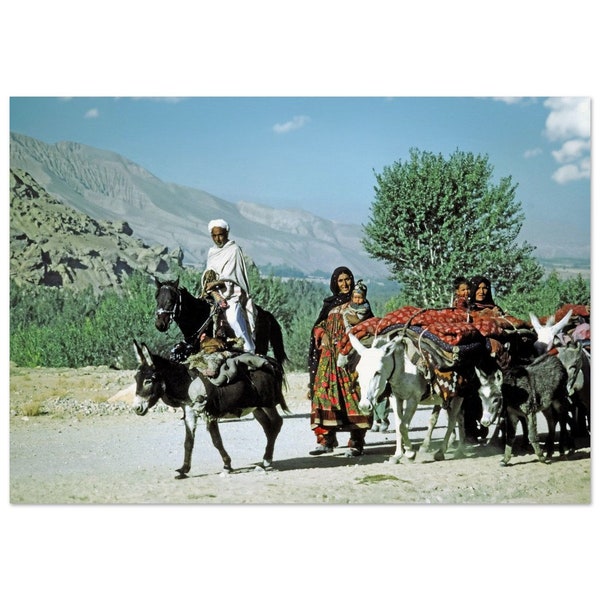 Photo Print 1970s Afghan Family Traveling with Donkeys, Around Bamiyan, Vintage Wall Art Poster Home Office Decor Afghani Heritage Gift Idea