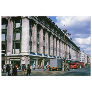 Impresión fotográfica de los años 70, grandes almacenes Selfridges de Londres, Oxford y Orchard Street, Gran Bretaña, póster de decoración de pared vintage, regalo patrimonial