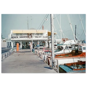 Impresión fotográfica de la década de 1950 del Beach Haven Yacht Club, Nueva Jersey, póster de arte de pared vintage de los años cincuenta, decoración para el hogar y la oficina, regalo náutico costero de Nueva Jersey