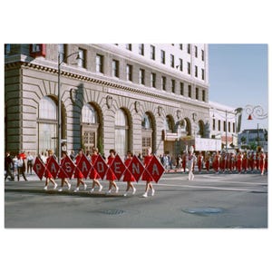 Impression photo Pasadena des années 1960, Junior Rose Bowl Parade, First Western Bank Building, Art déco mural cadeau vintage California Heritage Poster