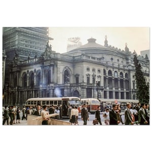写真プリント 1950 年代 サンパウロ ブラジル、市立劇場と公共交通機関のバス、ウォールアート ホーム オフィス 装飾 50 年代 遺産 ポスター ギフト