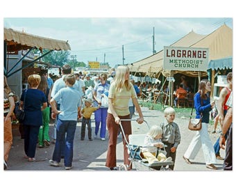 Photo Print 1970s Walworth County Fair Elkhorn Wisconsin, LaGrange Methodist Church, Vintage Americana Wall Art Seventies Decor Poster
