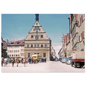 Plakat Print 1950 Rothenburg ob der Tauber, Bawaria, Niemcy, Vintage Wall Art Home Decor Gasthof Marktplatz lat pięćdziesiątych niemiecki prezent dziedzictwa
