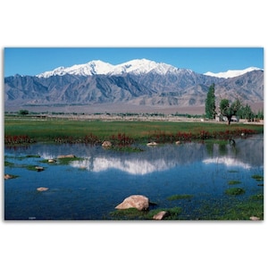 Photo Print 1970 India Ladakh with Snow Capped Peaks and a Blue Sky Vintage Wall Art Scenic Himalayan Seventies Destination Home Decor Gift