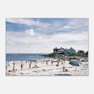 Canvas Print 1950s Maine Kennebunkport Beach, Coastal Home, Vintage Wall Art Home Office Decor Fifties Vacation Travel Gift, Ready to Hang
