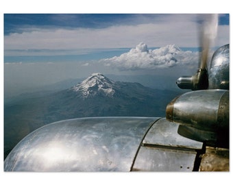 Photo Print 1950s Flight Over Mount Chimborazo Stratovolcano, Ecuador Vintage Wall Art Poster, Retro Aviation Unique Gift Idea South America