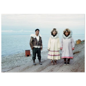 1940s Kotzebue Alaskan Native Tribe Persons, Qikiktagrukmiut, Northwest Alaska Vintage Wall Art Print Home Office Decor Poster Gift USA