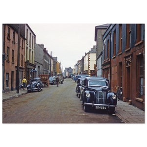 写真プリント 1950 年代の駐車中の車、ロンドンのストリート、イギリス、ヴィンテージ ウォール アート ポスター ホーム オフィス デコレーション 50 年代の自動車 イギリス ギフト アイデア