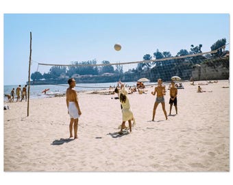 Photo Print 1950s Cowell Beach Santa Cruz California Volleyball Game, Vintage Americana Fifties Monterey Bay Summer Decor, Wall Art Poster