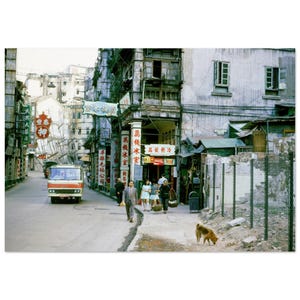 Impresión fotográfica de la calle Ladder de Hong Kong de los años 70, herencia china, arte de pared, decoración para el hogar, la oficina, carteles chinos, póster vintage de los años setenta, regalo