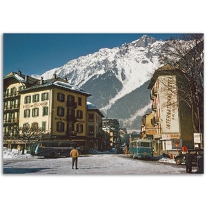 Photo Print 1940s Hotel des Etrangers, Chamonix-Mont-Blanc, Ski Resort, France, Vintage Wall Poster Home Office Decor, Snow Peak, Gift Idea