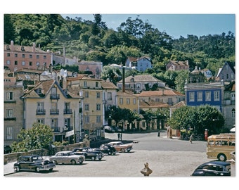 Photo Print 1950s Praca da Republica in the Village of Sintra, Portugal, Vintage Wall Art Home Office Decor Poster Fifties Unique Gift Idea