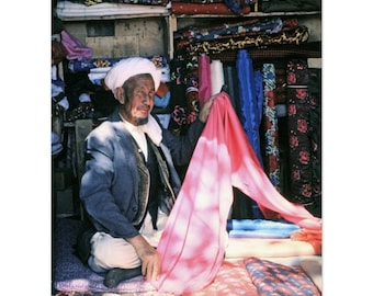 Photo Print 1970s Cloth Merchant Kabul Afghanistan, Vintage Wall Art Retro Afghani Heritage Home Decor Craftsman Artisan Seventies Gift Idea