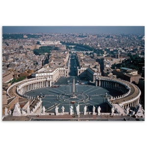 Impresión fotográfica de la Ciudad del Vaticano de los años 70, vista aérea, póster vintage para decoración de pared, hogar y oficina, regalo de herencia italiana, acabado mate