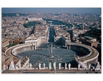 Photo Print 1970s Vatican City, Aerial View, Vintage Wall Art Home Office Decor Print Poster Seventies, Italian Heritage Gift, Matte Finish