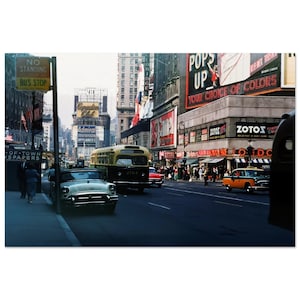 Photo Print 1950s NYC Times Square, Manhattan New York City, Yellow Cabs, Fifties Vintage Wall Art Poster Home Office Decor Heritage Gift