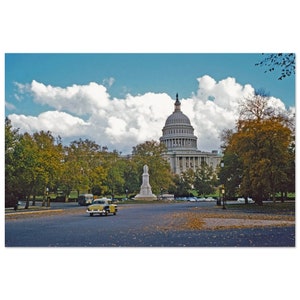 Photo Print 1950s Washington D.C. U.S. Capitol Building and the Peace Monument, Wall Art Home Office Decor Poster Unique Heritage Gift Idea