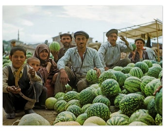 Photo Print 1950s Turkey Diyarbakir Watermelon Farmers Vintage Wall Art Decor Print Poster Fifties Agriculture Turkish Heritage Unique Gift