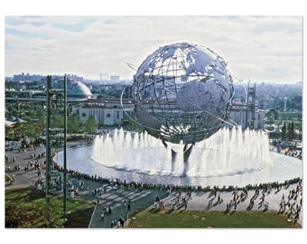 Photo Print 1964 New York Worlds Fair Metal Globe Queens USA Vintage Wall Art Poster Sixties Home Decor Gift Historical Expo Global Industry