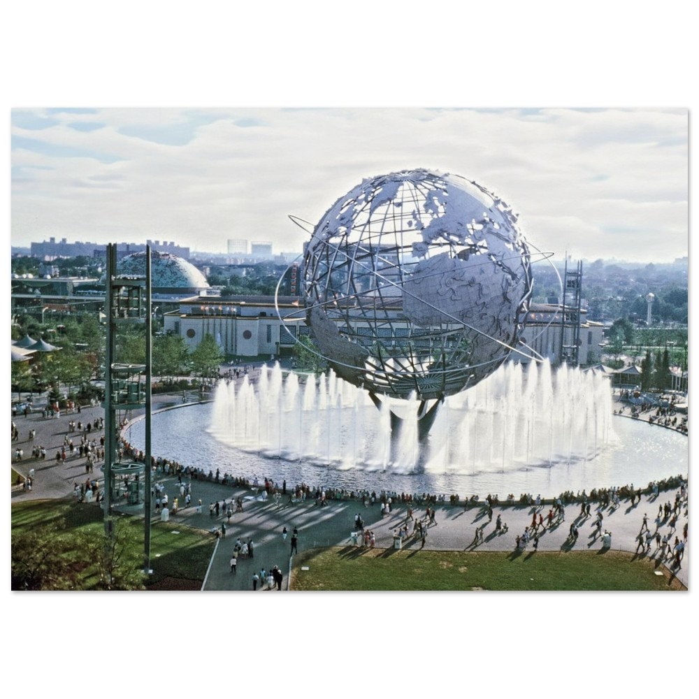 Photo Print 1964 New York Worlds Fair Metal Globe Queens USA Vintage