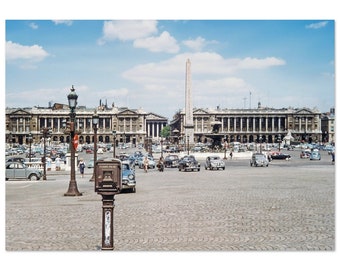 Photo Print 1950s Paris Obelisk of Luxor, Place de la Concorde France Vintage Cars Wall Art Home Decor Poster Fifties French Heritage Gift