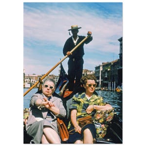 Photo Print 1950s Venice Two Ladies Enjoying a Gondola Ride, Vintage Italy Wall Art Fifties Poster Home Office Room Tall Decor Heritage Gift