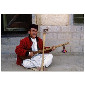 Photo Print 1960 Afghani Man Playing the Dambura Folk Instrument, Kandahar, Vintage Wall Art Poster Home Office Decor Musical Tradition Gift