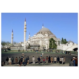 Photo Print 1970s Suleymaniye Mosque with Youth Playing Soccer, Istanbul, Turkey, Vintage Wall Art Home Office Decor Poster Unique Gift Idea