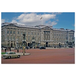 Impresión fotográfica del Palacio de Buckingham de los años 50 en Londres, póster vintage para decoración de pared, hogar, oficina, idea de regalo única, familia real británica, Reino Unido