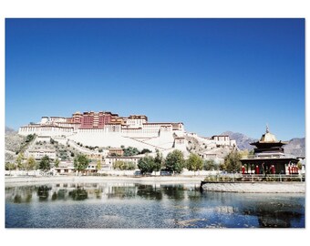 Impresión fotográfica de la década de 1980 Lhasa, Tíbet, China, El Palacio Potala, Impresión de pared, Póster de arte de los años 80, Idea de regalo única, Decoración de oficina en casa del patrimonio tibetano