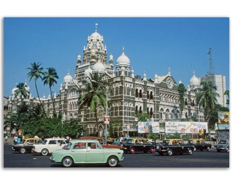 Fotoprint jaren 1970 Bombay India, Western Railway Building, vintage Mumbai jaren 70, muurkunstposter Home Office Decor Heritage Indiaas cadeau