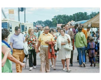 Photo Print 1970s Walworth County Fair Elkhorn Wisconsin, Colorful Fairgoers, Midwest Americana Life, Vintage Seventies Wall Decor Poster