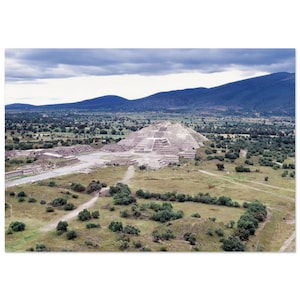 Stampa fotografica 1960 Piramide della luna di Teotihuacan, Messico, arte da parete vintage, poster azteco degli anni Sessanta, arredamento per ufficio a casa, idea regalo del patrimonio messicano