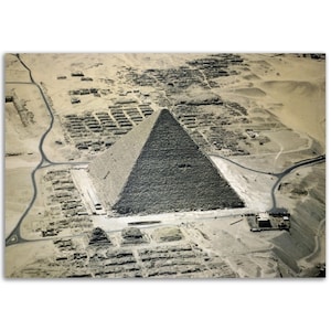 Photo Print 1950s Egypt Pyramid of Khufu Aerial View, The Giza Pyramid Complex, Vintage Wall Art Poster Home Office Decor Heritage Gift Idea