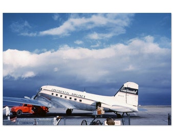 Photo Print 1950s Continental Airlines Douglas DC-3A N25679 Passenger Propeller Aircraft, Vintage Poster Wall Art Home Decor Aviation Gift